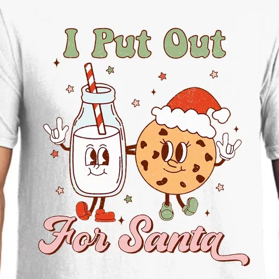 I Put Out For Santa Funny Milk And Cookie Christmas Retro Pajama Set