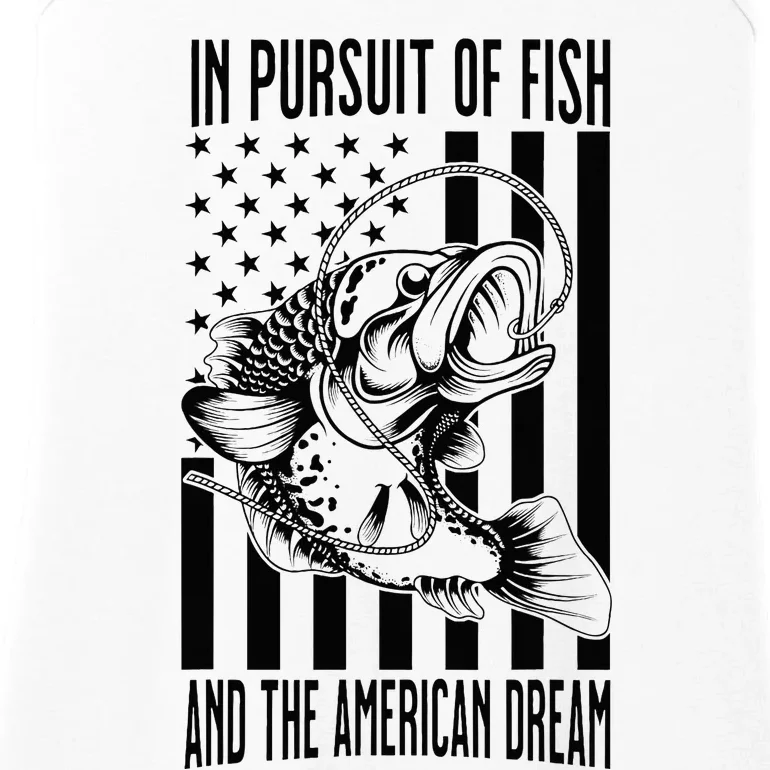 In Pursuit of Fish and the American Dream Flag Patriotic Ladies Essential Tank