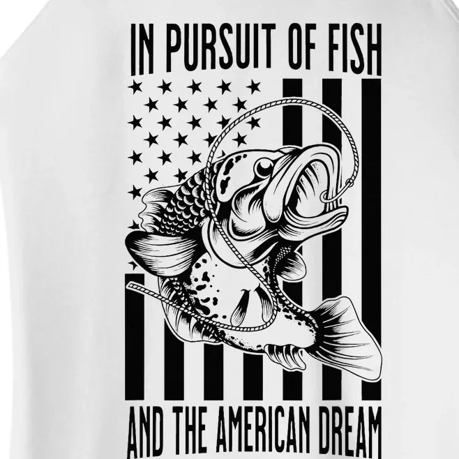 In Pursuit of Fish and the American Dream Flag Patriotic Women’s Perfect Tri Rocker Tank