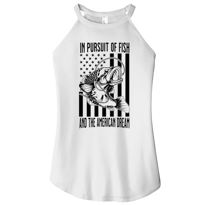 In Pursuit of Fish and the American Dream Flag Patriotic Women’s Perfect Tri Rocker Tank