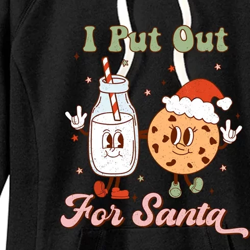 I Put Out For Santa Funny Milk And Cookie Christmas Retro Women's Fleece Hoodie