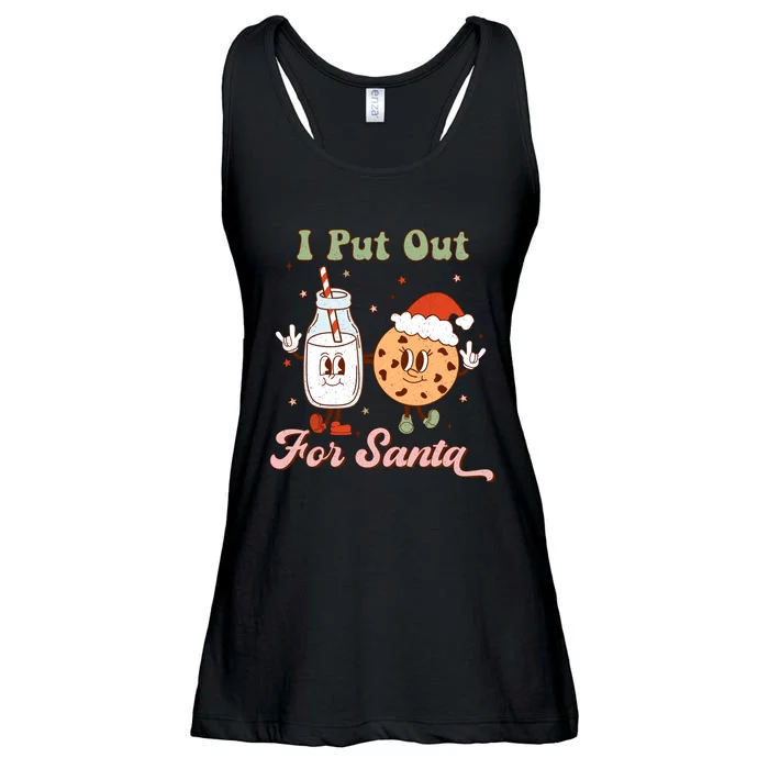 I Put Out For Santa Funny Milk And Cookie Christmas Retro Ladies Essential Flowy Tank