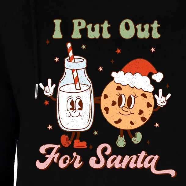 I Put Out For Santa Funny Milk And Cookie Christmas Retro Womens Funnel Neck Pullover Hood