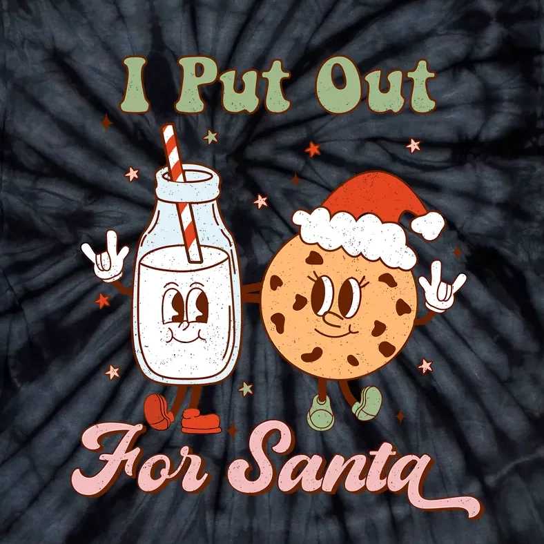 I Put Out For Santa Funny Milk And Cookie Christmas Retro Tie-Dye T-Shirt