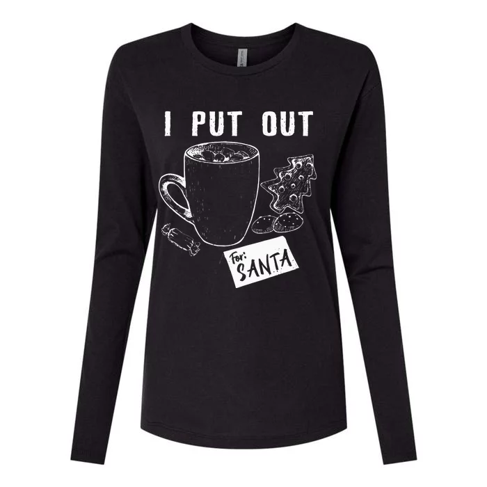 I Put Out For Santa Funny Christmas Cookies And Milk Womens Cotton Relaxed Long Sleeve T-Shirt