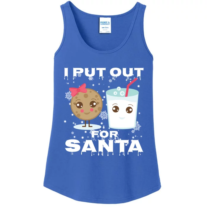 I Put Out For Santa Cookies And Milk Funny Christmas Funny Gift Cute Gift Ladies Essential Tank