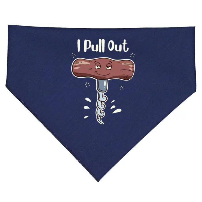 I Pull Out Wine Drinks Funny Corkscrew Meme Gift USA-Made Doggie Bandana