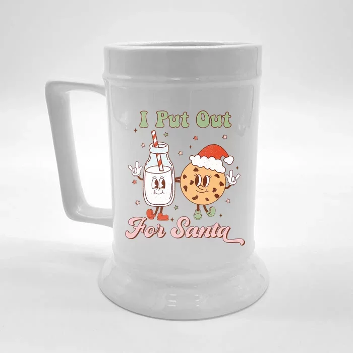 I Put Out For Santa Funny Milk And Cookie Christmas Retro Front & Back Beer Stein