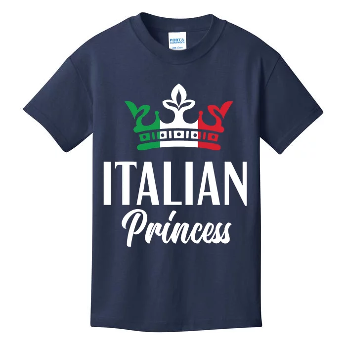 Italian Princess Proud Italian Girl Italy Flag Italian Kids T-Shirt