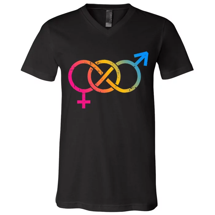 Infinity Pan Pansexual Pride Flag Lgbtq Cool Lgbt Ally V-Neck T-Shirt