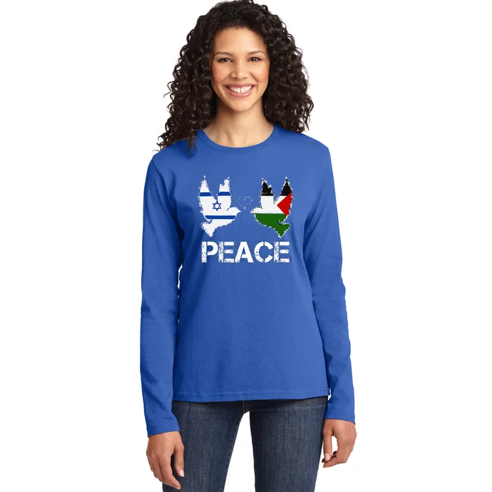 Israel Palestine Peace Friendship Pigeons gift Ladies Long Sleeve Shirt