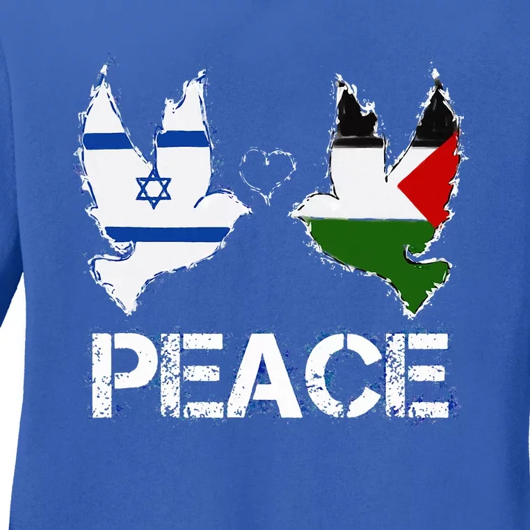 Israel Palestine Peace Friendship Pigeons gift Ladies Long Sleeve Shirt