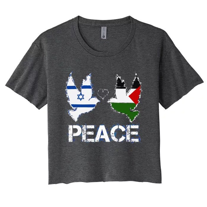 Israel Palestine Peace Friendship Pigeons gift Women's Crop Top Tee