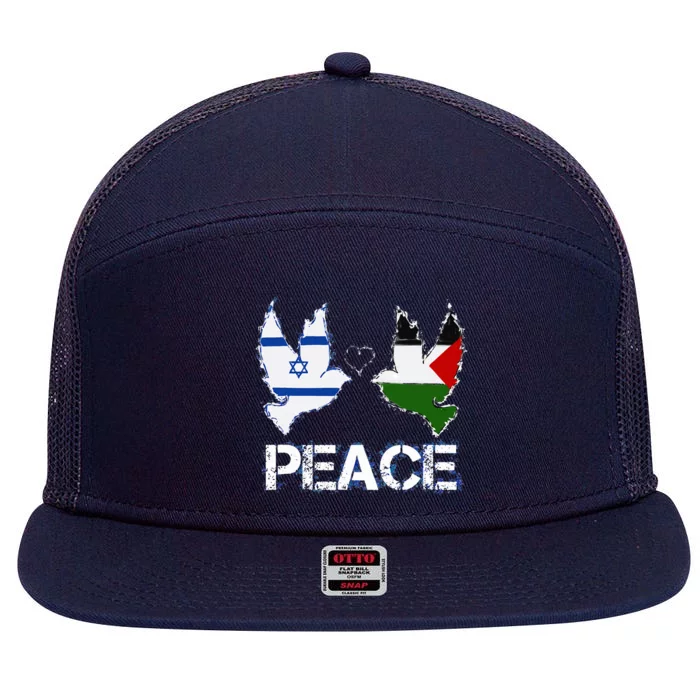 Israel Palestine Peace Friendship Pigeons gift 7 Panel Mesh Trucker Snapback Hat