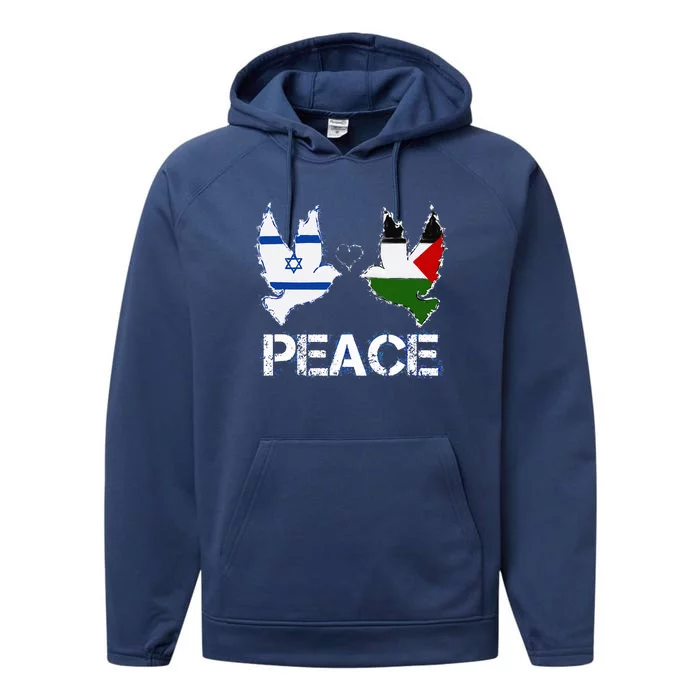 Israel Palestine Peace Friendship Pigeons gift Performance Fleece Hoodie