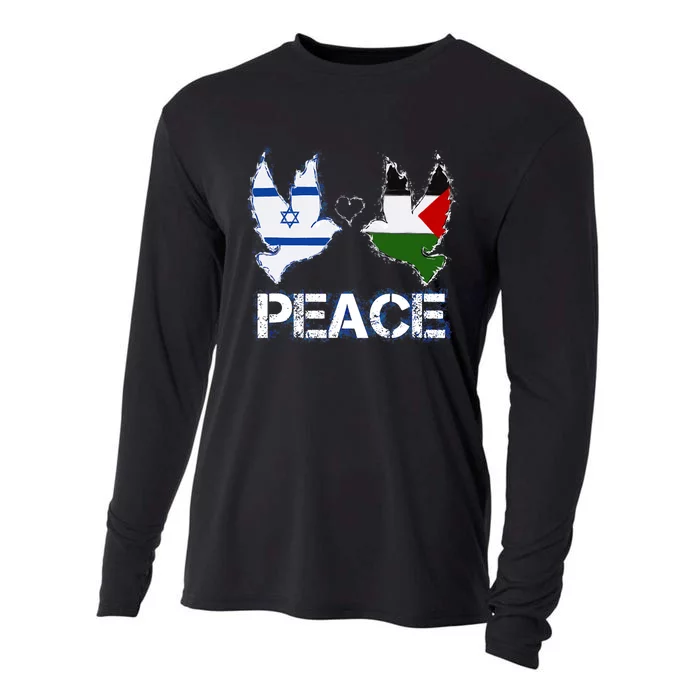 Israel Palestine Peace Friendship Pigeons Gift Cooling Performance Long Sleeve Crew