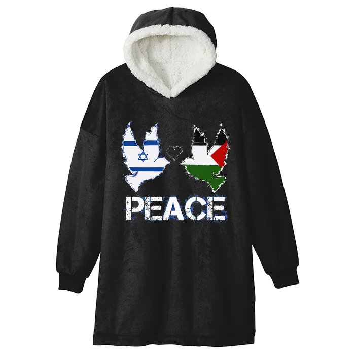 Israel Palestine Peace Friendship Pigeons gift Hooded Wearable Blanket