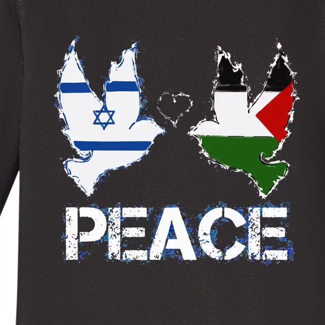 Israel Palestine Peace Friendship Pigeons gift Baby Long Sleeve Bodysuit