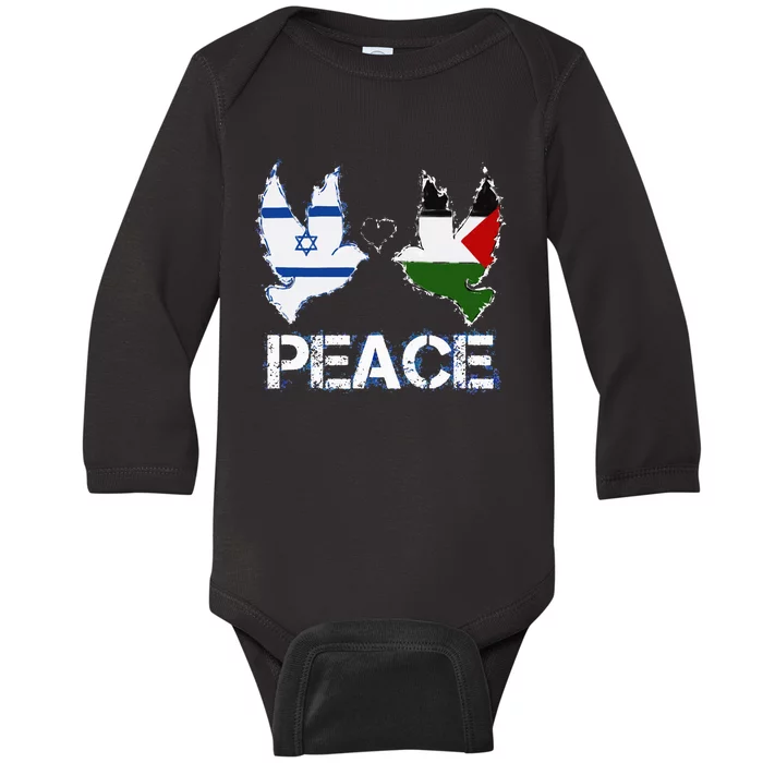 Israel Palestine Peace Friendship Pigeons gift Baby Long Sleeve Bodysuit