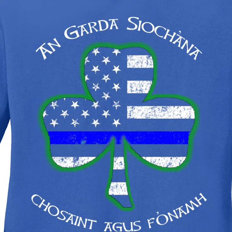 Irish Police Shamrock Gift Gaelic Police Saying Ladies Long Sleeve Shirt