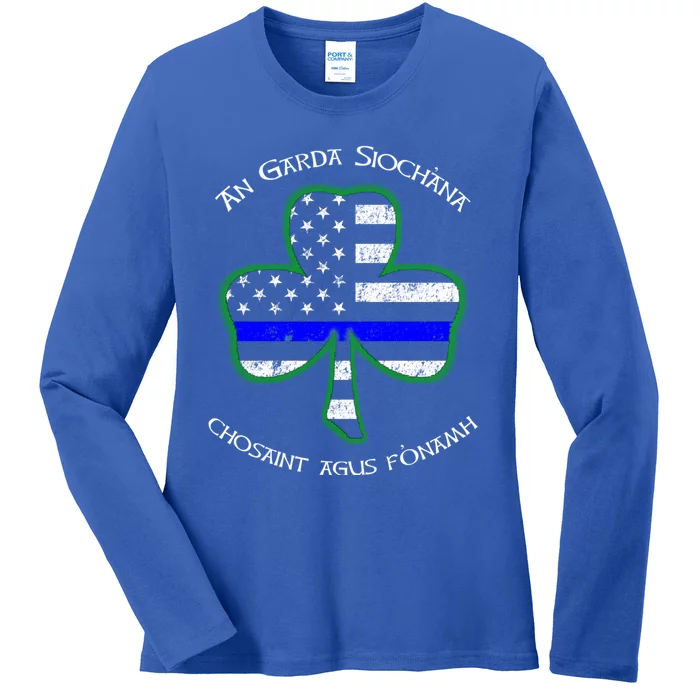 Irish Police Shamrock Gift Gaelic Police Saying Ladies Long Sleeve Shirt