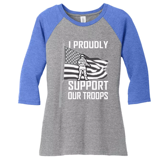 I Proudly Support Our Troops Memorial Day Graphic Design Funny Gift Women's Tri-Blend 3/4-Sleeve Raglan Shirt