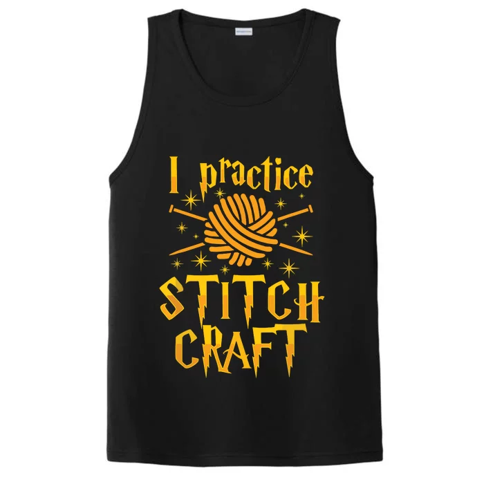 I Practice Stitch Craft Knit Funny Knitting Gift Performance Tank