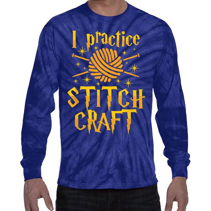 I Practice Stitch Craft Knit Funny Knitting Gift Tie-Dye Long Sleeve Shirt