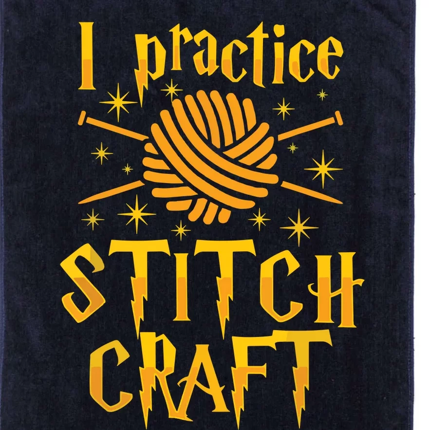 I Practice Stitch Craft Knit Funny Knitting Gift Platinum Collection Golf Towel