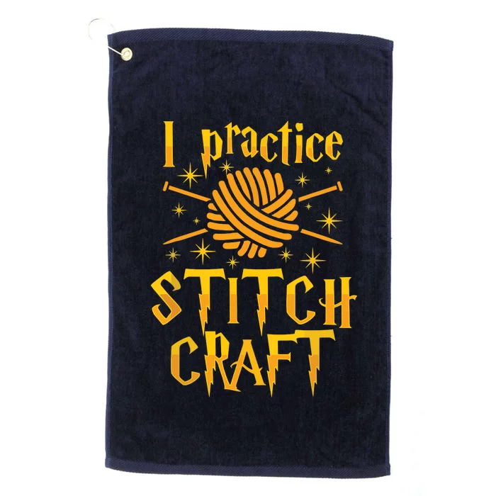 I Practice Stitch Craft Knit Funny Knitting Gift Platinum Collection Golf Towel