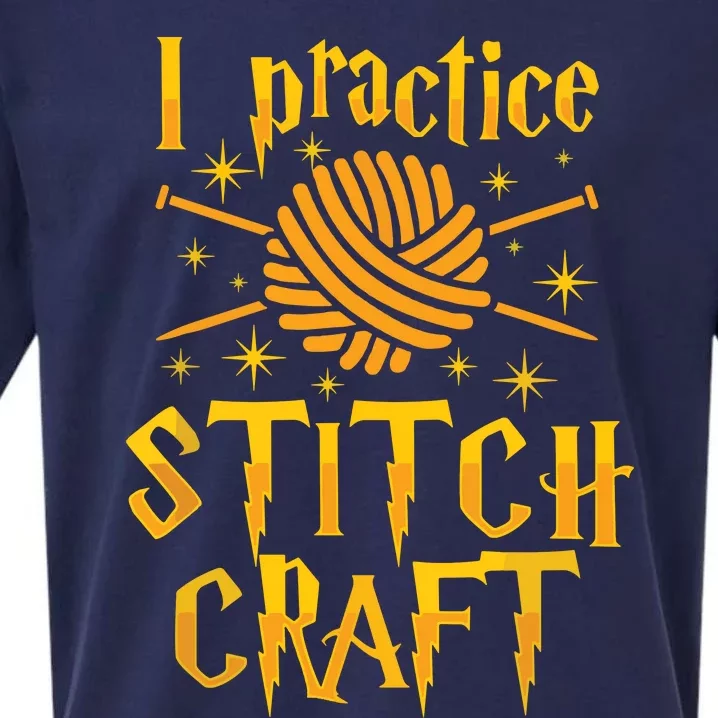 I Practice Stitch Craft Knit Funny Knitting Gift Sueded Cloud Jersey T-Shirt