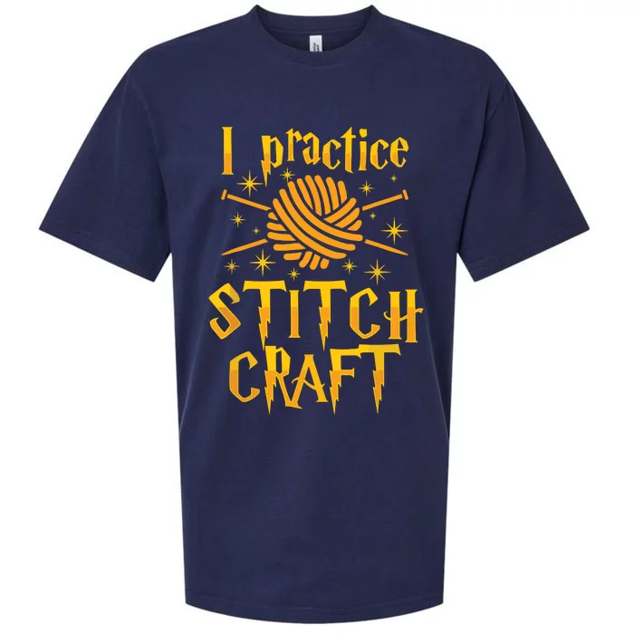 I Practice Stitch Craft Knit Funny Knitting Gift Sueded Cloud Jersey T-Shirt