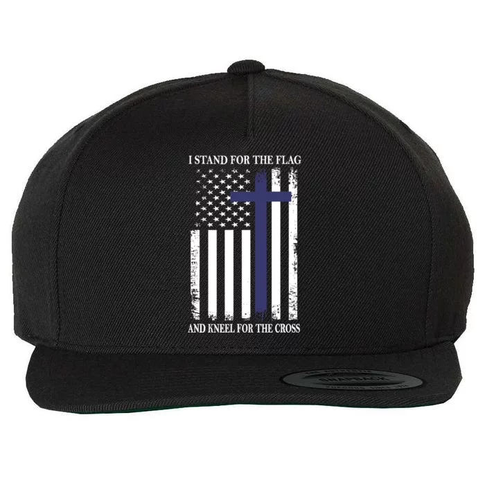 I Proudly Stand For The Flag Kneel For The Cross Patriotic Wool Snapback Cap