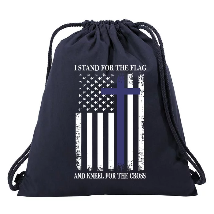 I Proudly Stand For The Flag Kneel For The Cross Patriotic Drawstring Bag