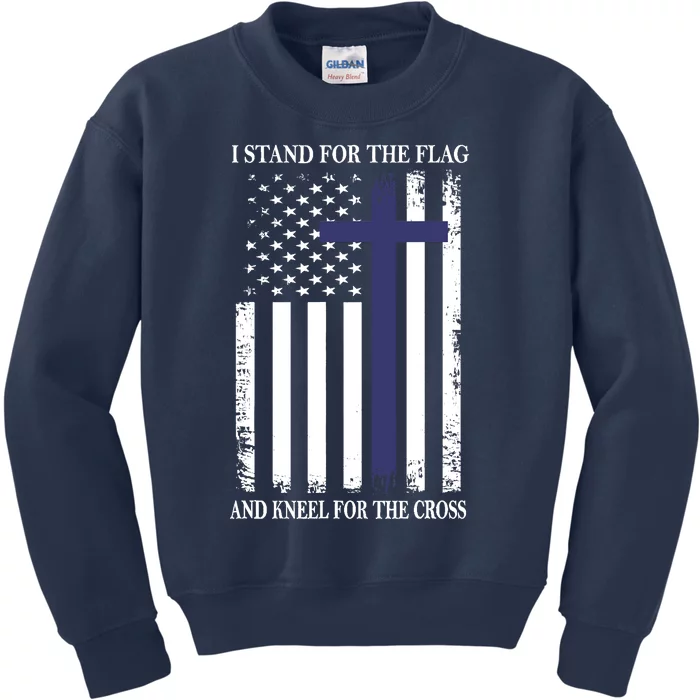 I Proudly Stand For The Flag Kneel For The Cross Patriotic Kids Sweatshirt