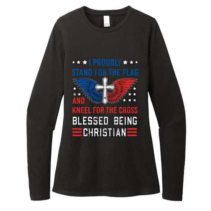 I Proudly Stand For The Flag And Kneel For The Cross Usa Funny Gift Womens CVC Long Sleeve Shirt