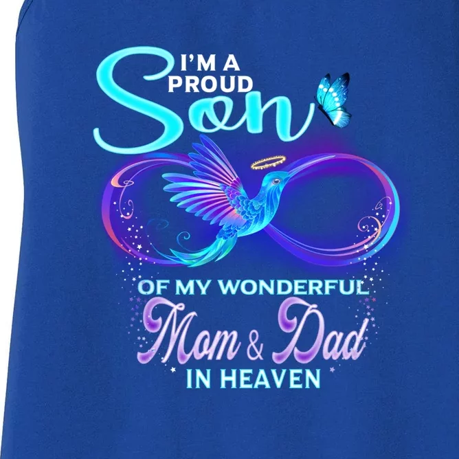 IM Proud Son Of Wonderful Mom And Dad In Heaven Memorial Great Gift Women's Racerback Tank