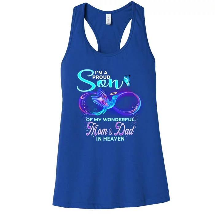 IM Proud Son Of Wonderful Mom And Dad In Heaven Memorial Great Gift Women's Racerback Tank