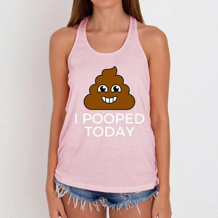 I Pooped Today Funny Joke, B Day Costume Poo Humor Women's Knotted Racerback Tank