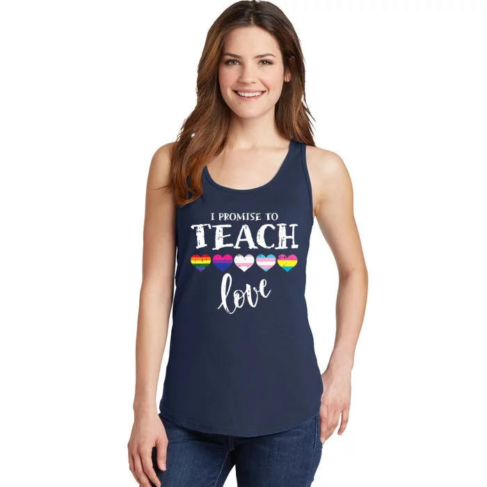 I Promise To Teach Love Pride Proud Ally Teacher Ladies Essential Tank