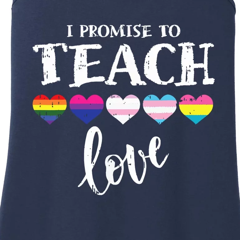 I Promise To Teach Love Pride Proud Ally Teacher Ladies Essential Tank