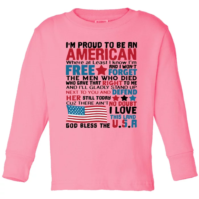 I’m Proud To Be An American Gift Toddler Long Sleeve Shirt