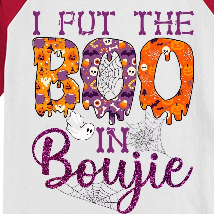 I Put The Boo In Boujie Funny Halloween Kids Colorblock Raglan Jersey