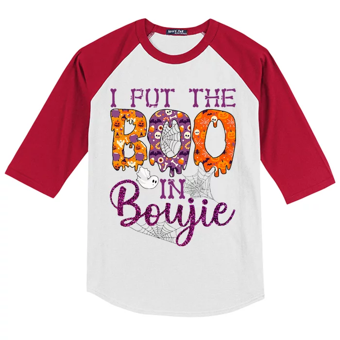 I Put The Boo In Boujie Funny Halloween Kids Colorblock Raglan Jersey