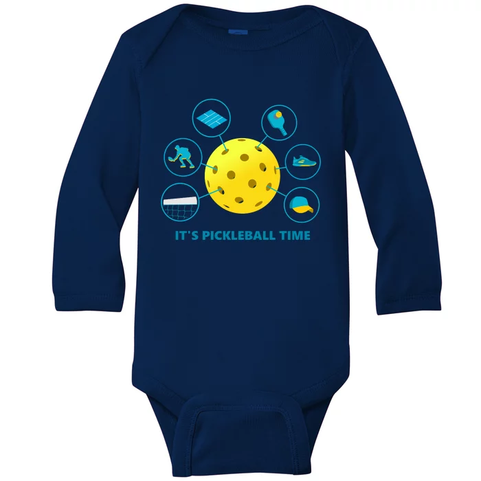 Its Pickleball Time Baby Long Sleeve Bodysuit