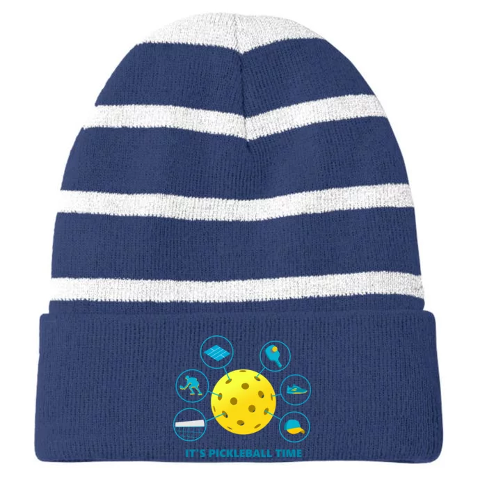 Its Pickleball Time Striped Beanie with Solid Band