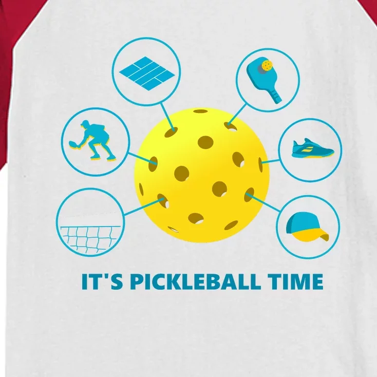 Its Pickleball Time Kids Colorblock Raglan Jersey