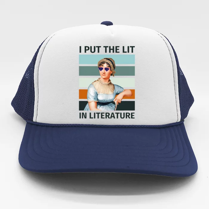 I Put The Lit In Literature Vintage Jane Austen Sunglasses Trucker Hat