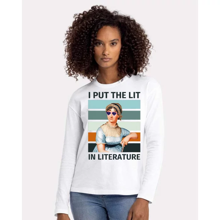 I Put The Lit In Literature Vintage Jane Austen Sunglasses Womens Cotton Relaxed Long Sleeve T-Shirt