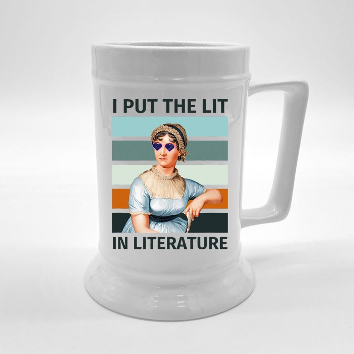 I Put The Lit In Literature Vintage Jane Austen Sunglasses Beer Stein